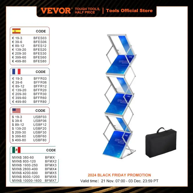 VEVOR Literature Rack 6 Pockets Pop up Lightweight Catalog Holder Stand for Hotel Exhibition Office Store Aluminum Magazine Rack