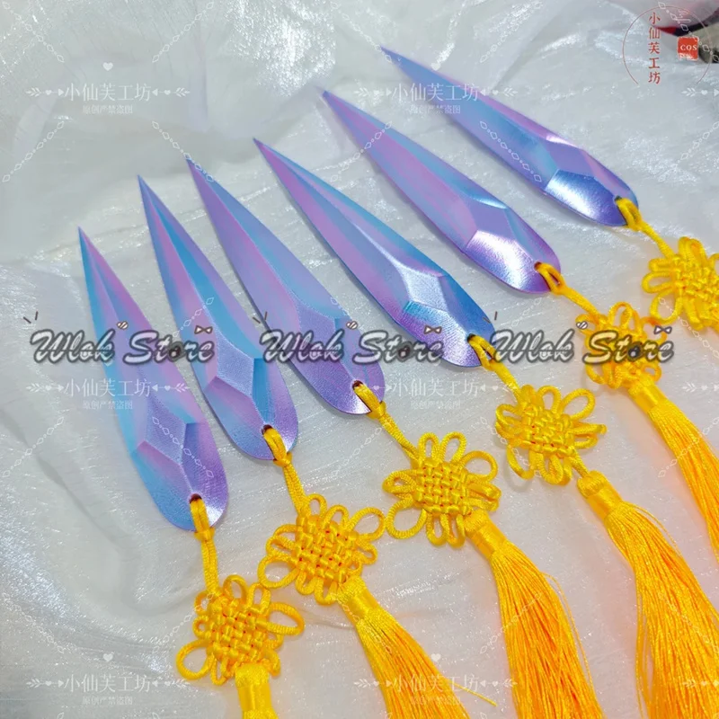 Zizi 2025 أنيمي KPop شيطان HUNTR/X زوي تأثيري الدعائم 6 قطعة السكاكين الطائرة مع الصينية عقدة شرابة للنساء حفلة الهالوين Carn