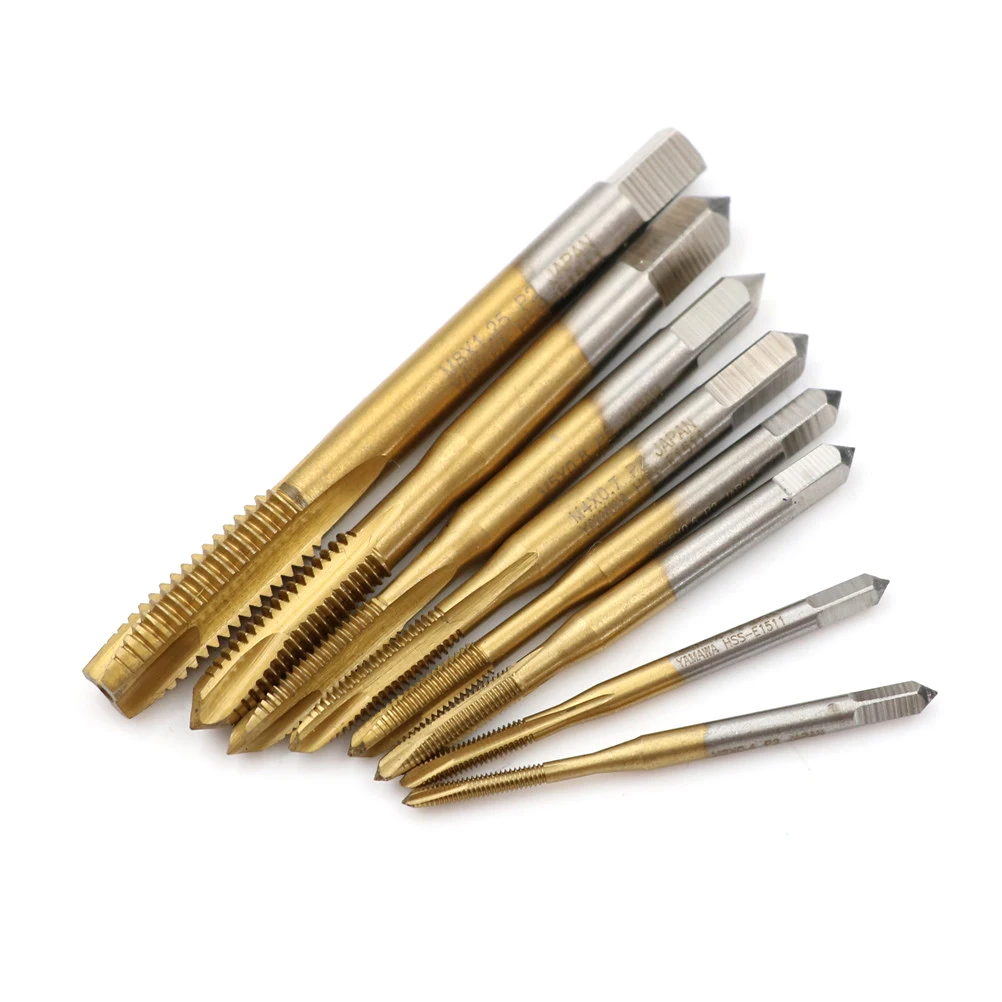 Titanium Machine Right Hand Tap Drill 3 Flute M2 M2.5 M3 M3.5 M4 M5 M6 M8 Spiral Point Thread Plug Handle Taps Die Set