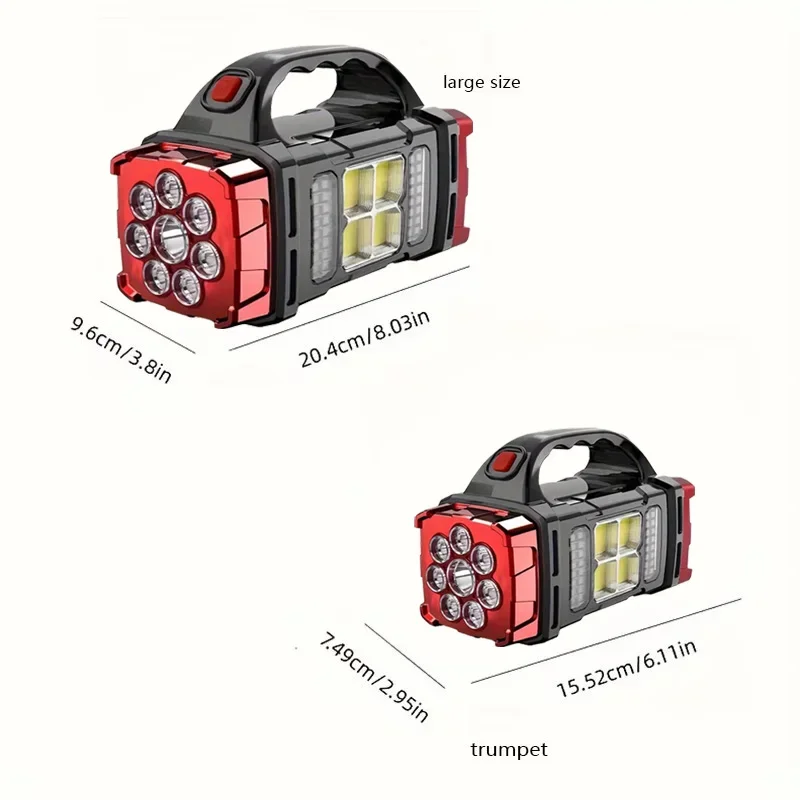 مصباح يدوي محمول قوي USB قابل لإعادة الشحن يعمل بالطاقة الشمسية مع مصباح تخييم للهاتف المحمول بشحن خفيف