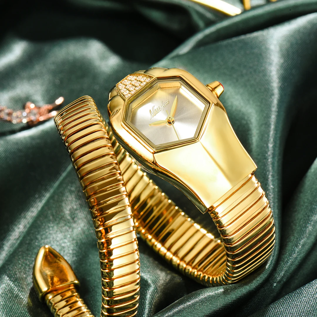 MISSFOX Women's Watch New Unique  Shape Luxury Wrist Watch For Women Bling Gold Quartz Ladies Watches Clock Relogio Feminino
