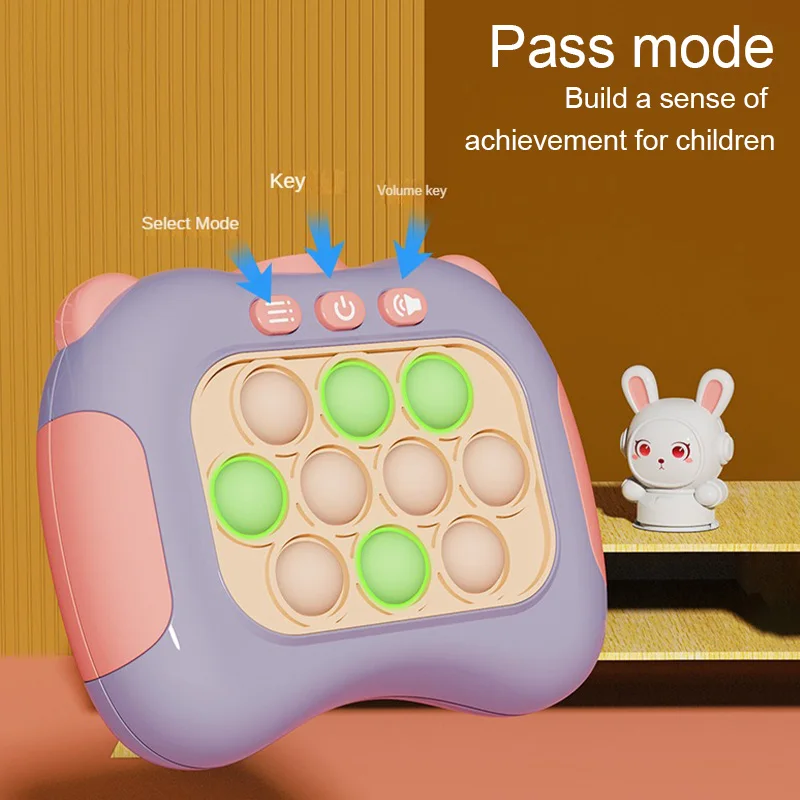 Pop Light Fidget Toys Quick Push Bubble Game Machine With Cartoon Fun Anti-Stress Sensory Games for Kids Relieve Stress Toy