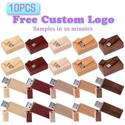 10PCS LOT USB 3.0 Flash Drives 128GB Free Custom Logo Pendrive 64GB High Speed Memory Stick 32GB Wholesale Wooden Box Pen Drive