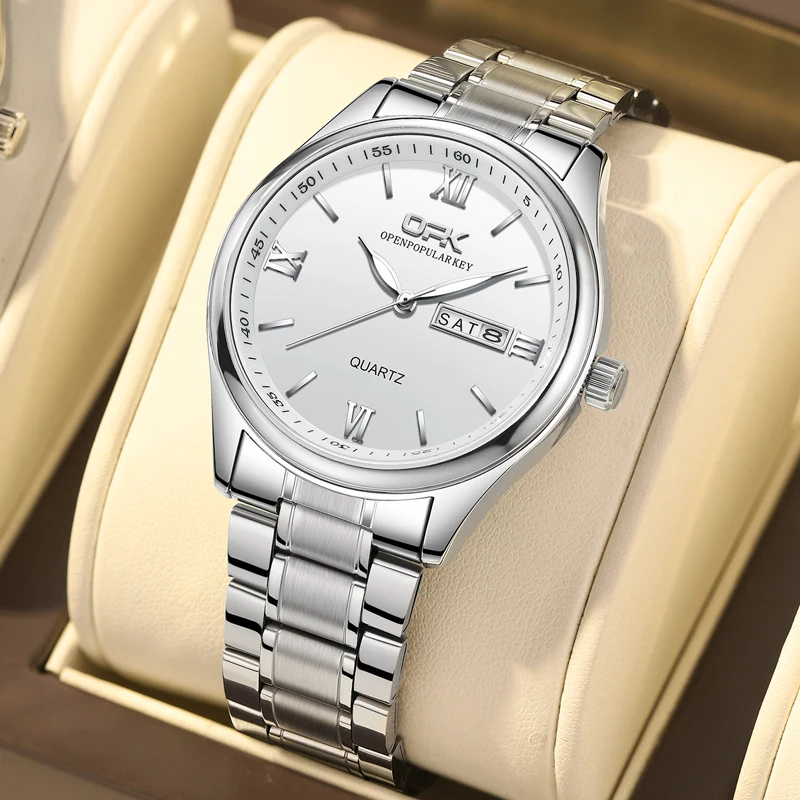 

OPK 8123, мужские кварцевые часы с календарем и водонепроницаемым стальным ремнем