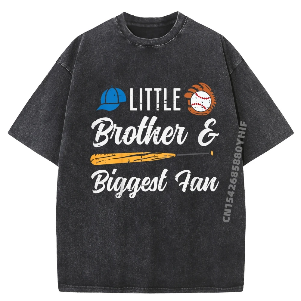

Mens Printed Tee-Shirts Retro Washed Kids Little Brother Biggest Fan Luxury Designer Classic Male T-shirts For Men Newest Tops