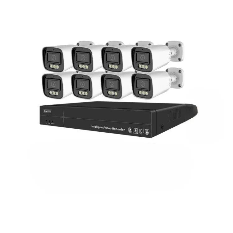 4K 8MP 8채널 보안 시스템 실외 양방향 오디오 풀 컬러 야간 투시 PoE NVR 키트 CCTV IP 감시 카메라 시스템