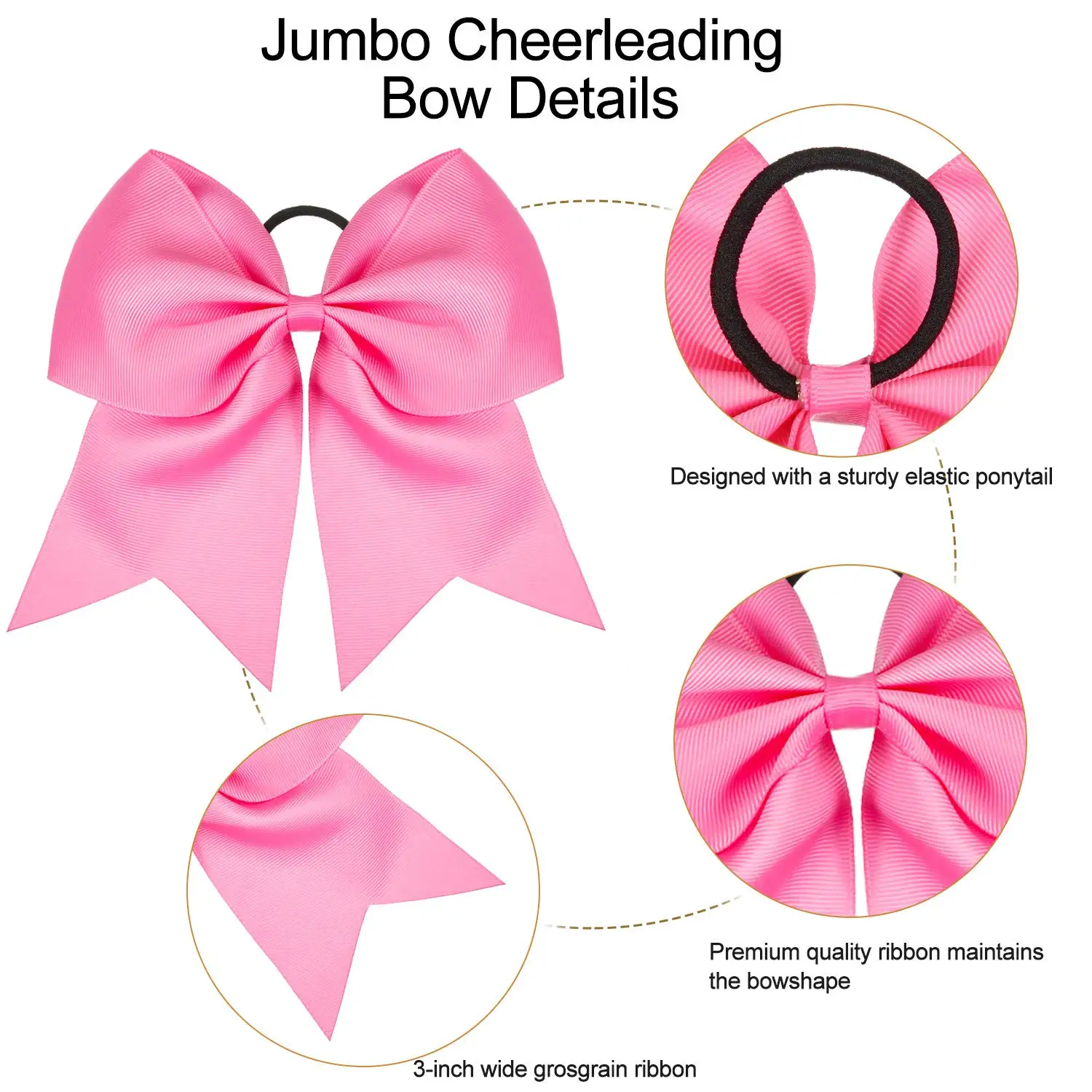 Jumbo Cheerleading Bow 8 Inch Large Cheer Hair Bows with Ponytail Holder for Teen Girls Softball Cheerleader Outfit Uniform Bow