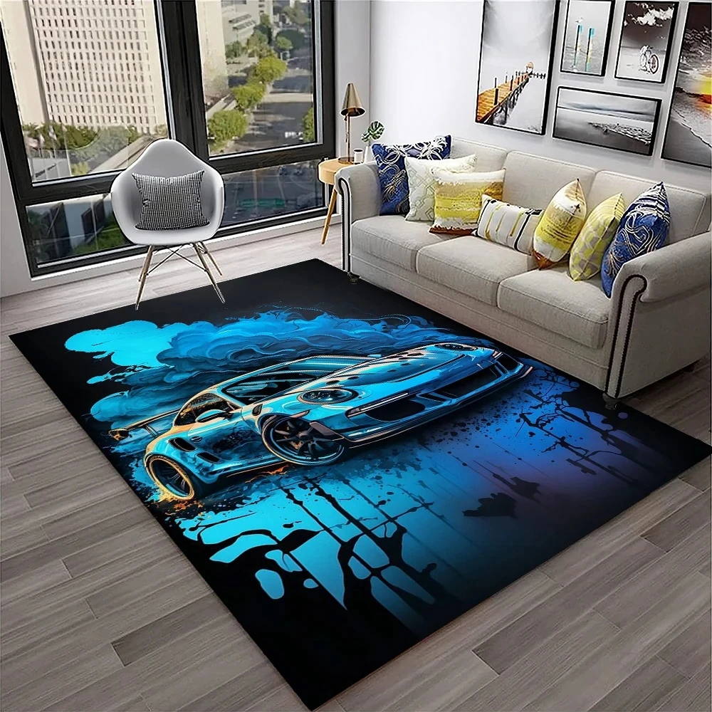 

Sports Car Racing Car Carpet Rug for Home Living Room Bedroom Playroom Sofa Doormat Decor,Kids Game Area Rug Non-slip Floor Mat