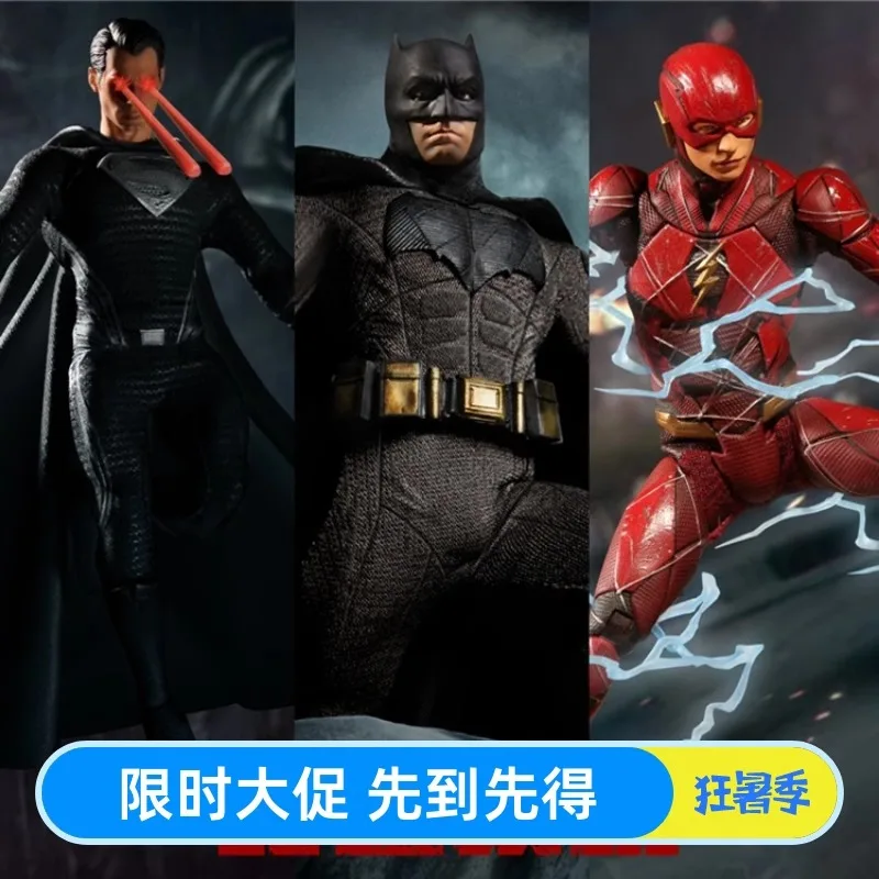 Mezco Justice League Zack Snyder Batman Superman Flash Deluxe Trio Set of Poseable Action Figures, Original, in Stock.