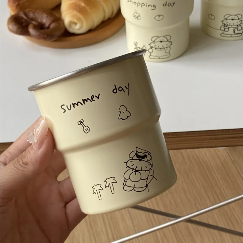 

Water Cup Instagram Cartoon Cute Dog Camping Cup Graffiti Stainless Steel Picnic Coffee Drinking Water Travel Cup