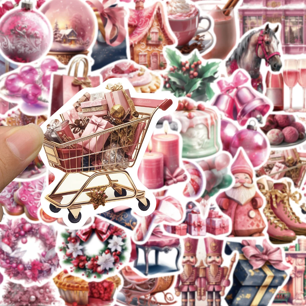 

10/30/50pcs Cute Pink Christmas Aesthetic Stickers Cartoon Toy Decals DIY Skateboard Suitcase Laptop Car Waterproof Sticker Pack