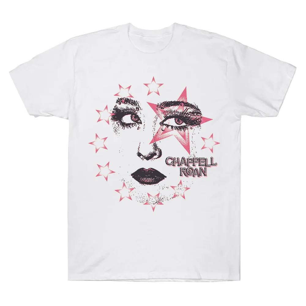 Star Face T-Shirt Chappell Roan Aesthetic Art Print Short Sleeved Clothes Summer New Unisex Cotton T Shirt Sudaderas Comfort Tee