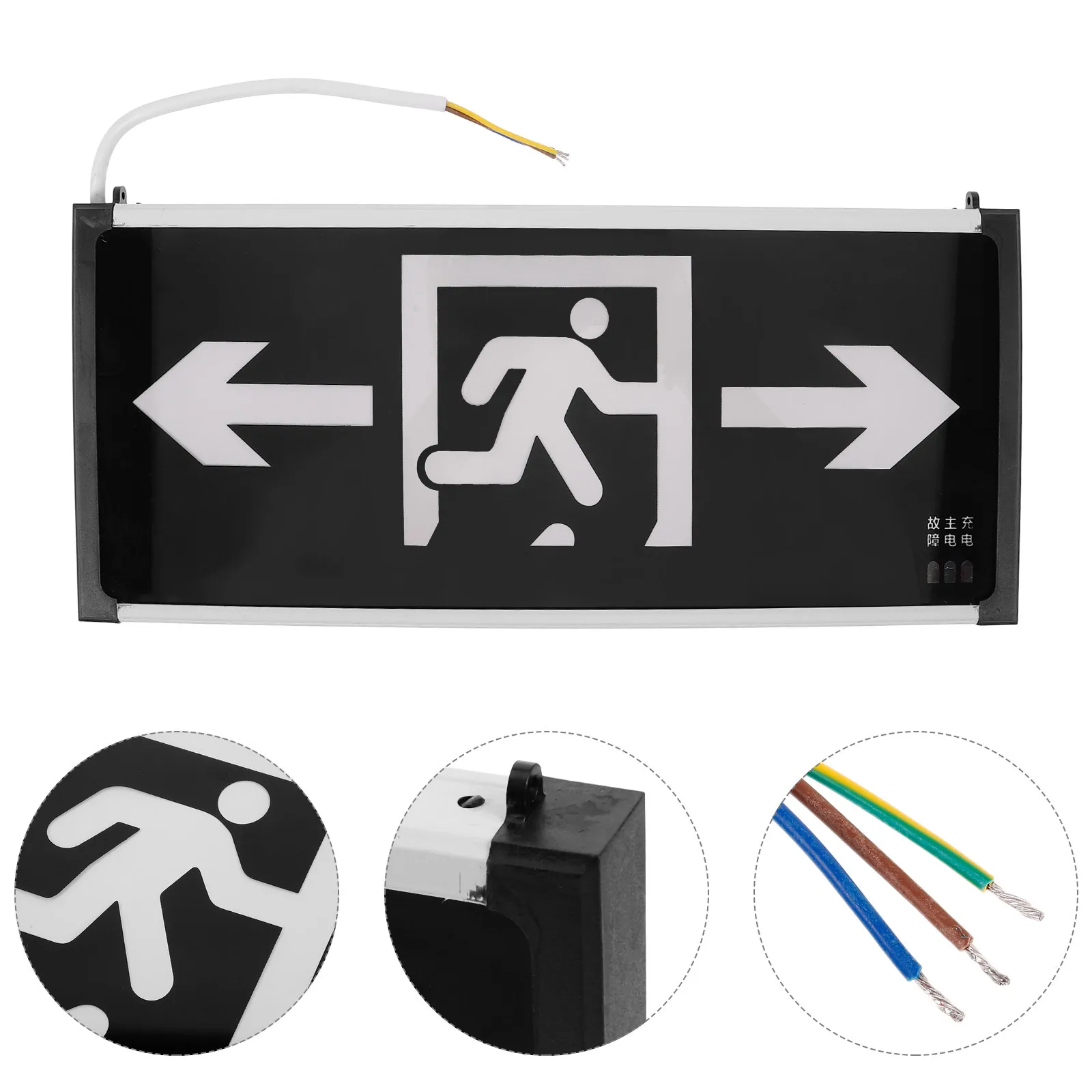 

LED Emergency Exit Sign for Hallways and Floors Bright Dualsided Wiring Commercial Safety Indicator for Malls Public Places