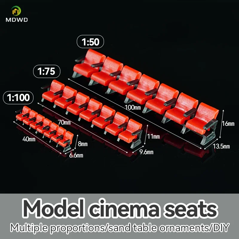 Cinema Armchair Theater Chair Plastic Chair 1/50 1/75 1/100 scale Miniature City Building Scenery Assembly Model Craft Toy