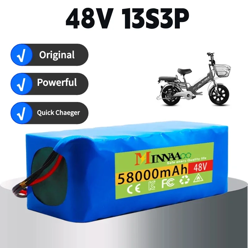 

High capacity 48V 100Ah 1000W 13S3P 99999Mah Li-Ion Battery 54.6V Li-Ion Battery Electric Scooter with Bms + Charger