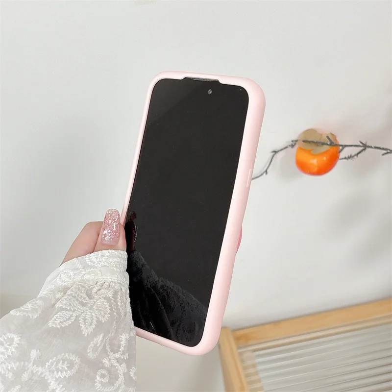 For iphone 16 pro max Pink strawberry fold bracket Soft Silicone Case for iphone 15 14 Plus 12 13 15 Pro Max 14pro Cute Patterns