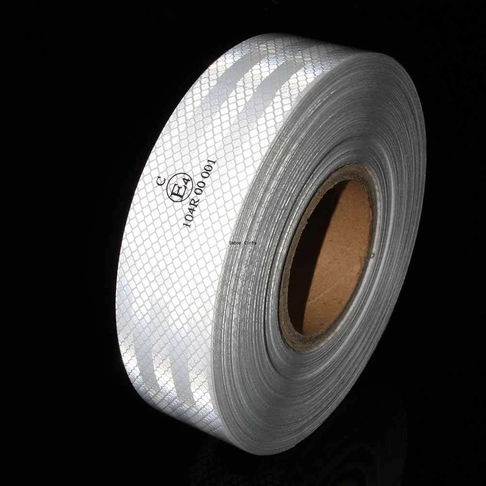 5cm*5m ECE R104 Reflective Tape White Micro Prismatic Waterproof Film Safety Truck Reflectors Adhesive Stickers For Car Vehicles