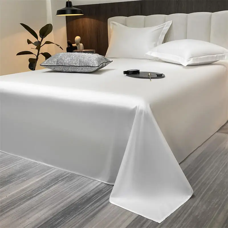 

White 100% Cotton 1pcs Flat Sheet + 2pcs Pillowcases Solid Color Bedspread Bed Sheets Hotel Bedding Queen King Size Home Textile