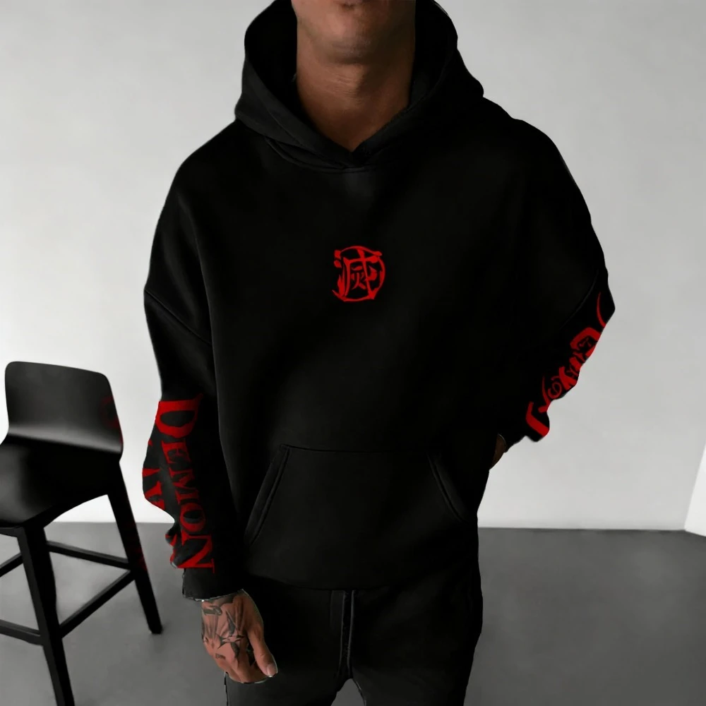 Felpa con cappuccio da uomo Demon Slayer Kamado Tanjirou Agatsuma Anime Primavera Autunno Inverno Ragazzo Comfort Abito genitore-figlio a maniche lunghe