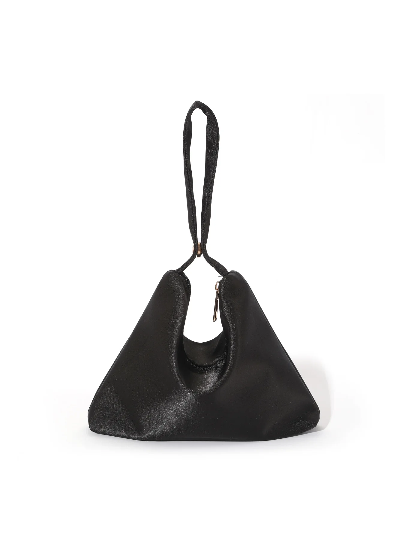 Classic Simple Pure Triangle Tote Bags Retro Fashion Champagne Gold Black Satin Small Handbags Prom Party Clutches For Women