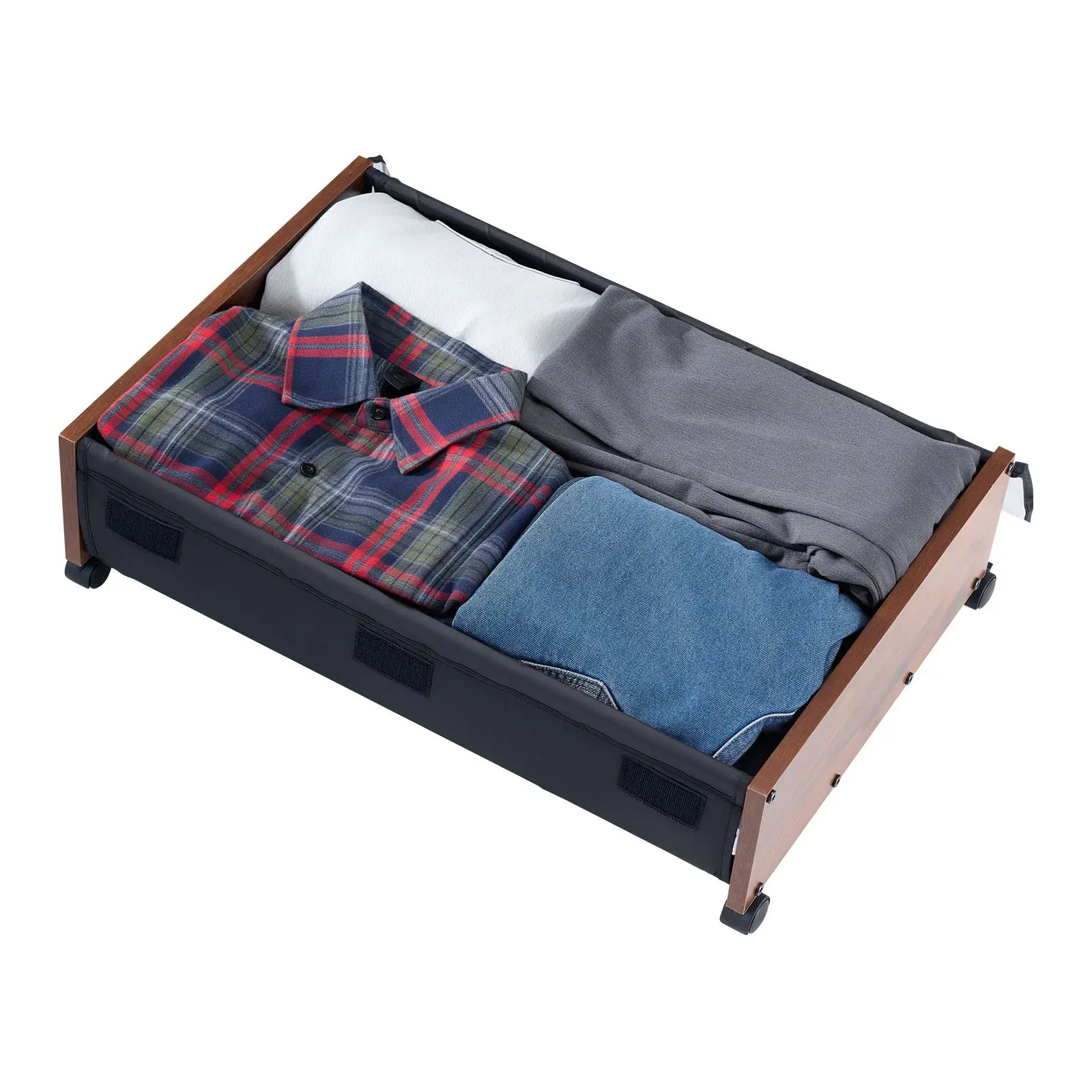 Under-bed storage containers with locking wheels, shoe storage boxes, under-bed lockers