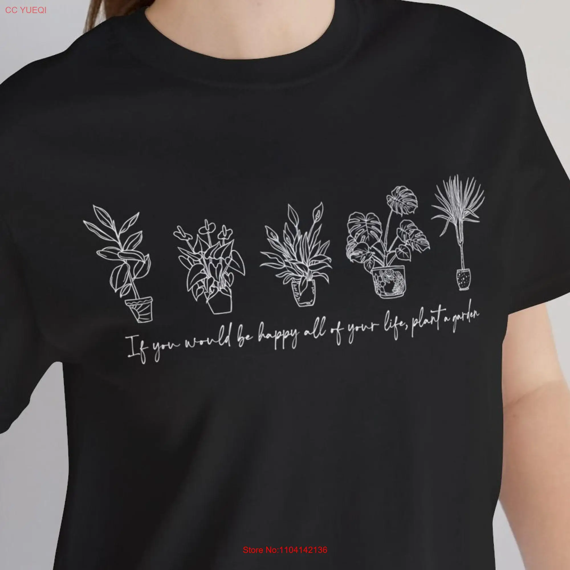 Plant a Garden Happiness Mom Houseplant Lover Gardener T Shirt Cottage Core Rural Flower Gardening long or short sleeves