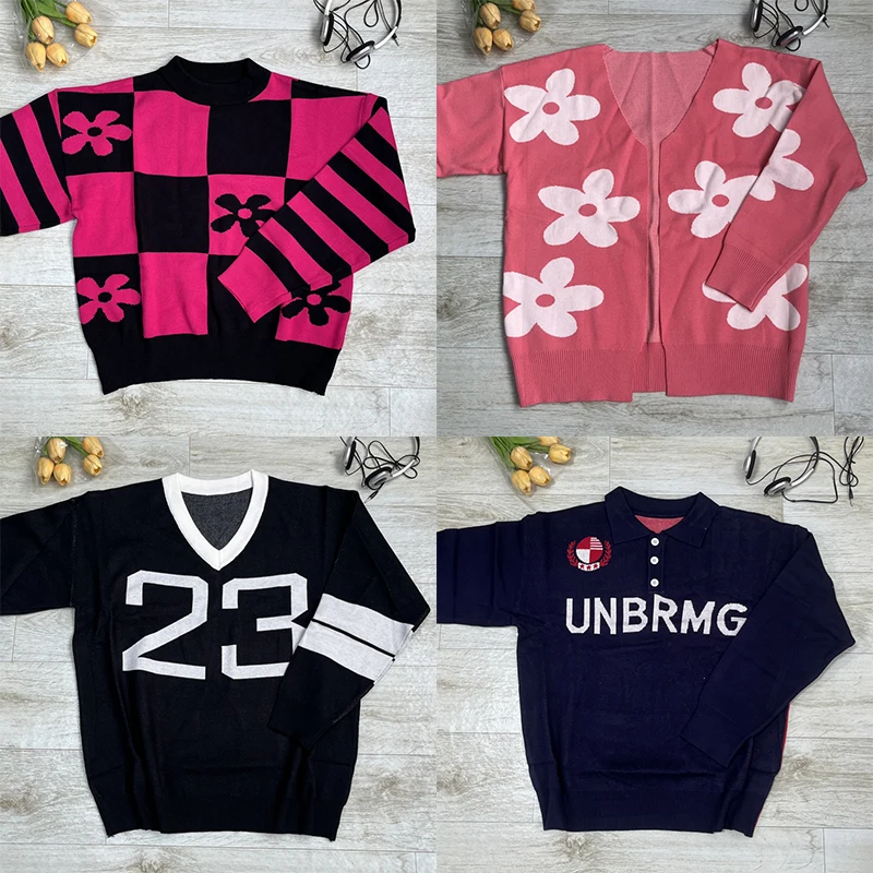 

Loose Women Sweater Aesthetic Clothes Oversized Knitted Punk Gothic Graphic Pullover Y2k New Vintage Streetwear Autumn Harajuku