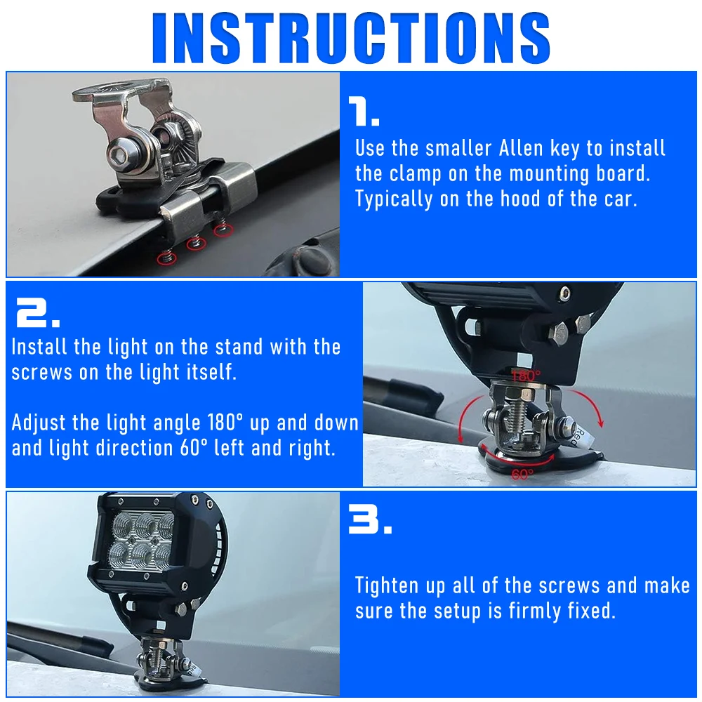 2 Stück LED-Arbeitsleuchten-Montagehalterung Universelle Motorhaube LED-Lichtleisten-Montagehalterung Nebelscheinwerfer-Lampenhalter für Offroad-Jeep-LKW-SUV – Detail 8