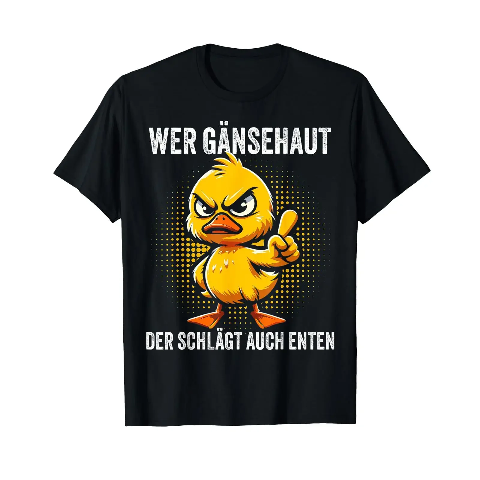 T shirt with German text Whoever has goosebumps also hits ducks black vintage Washed Top For Everyday Wear Versatile graphic