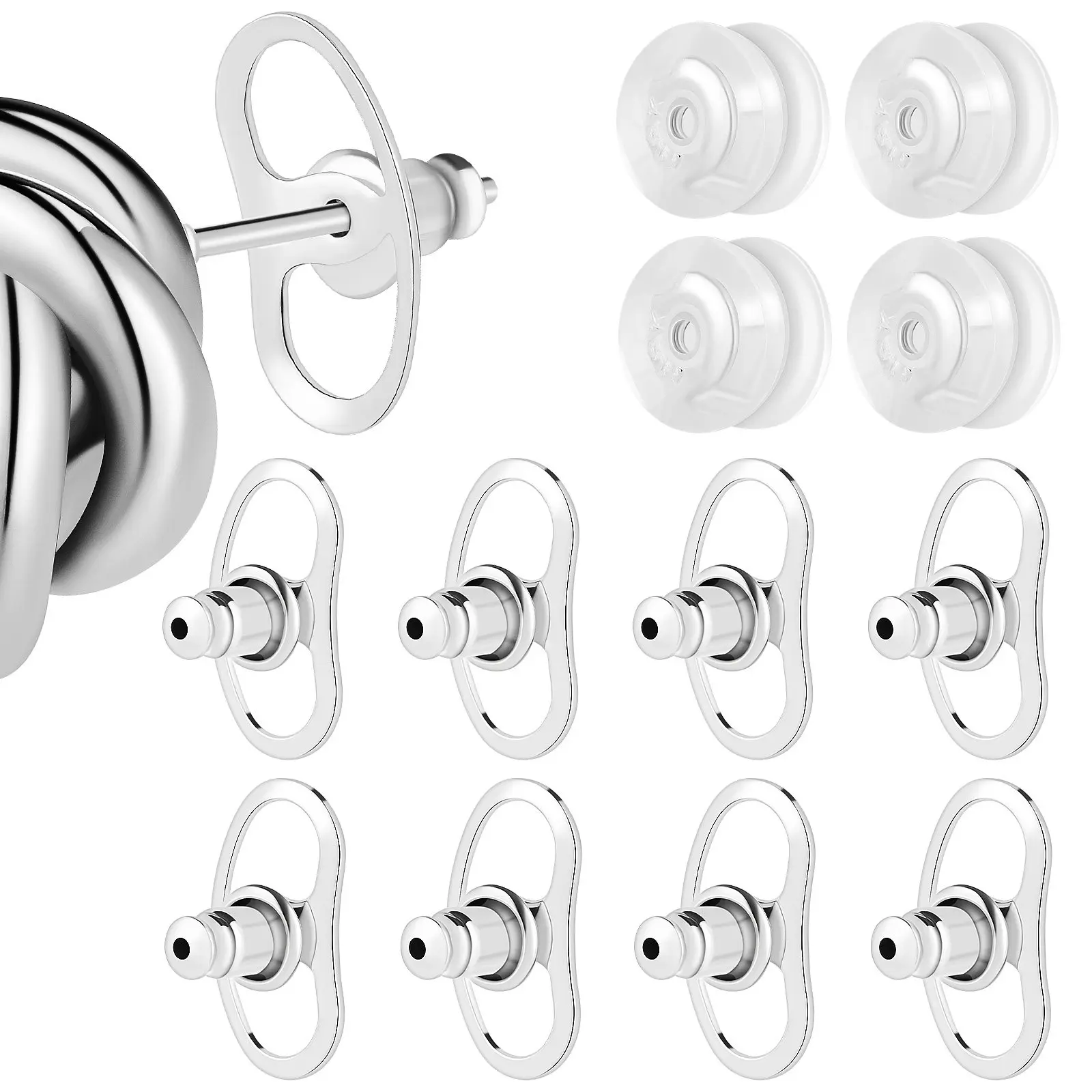 1Set Silicone Earring Backs for Heavy Earrings Secure Lift Support Pad Stabilizer for Droopy Ears Compatible with Stud Dangle
