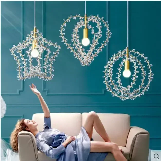Crystal chandelier modern minimalist bedside creative Nordic style art bar restaurant porch pendent