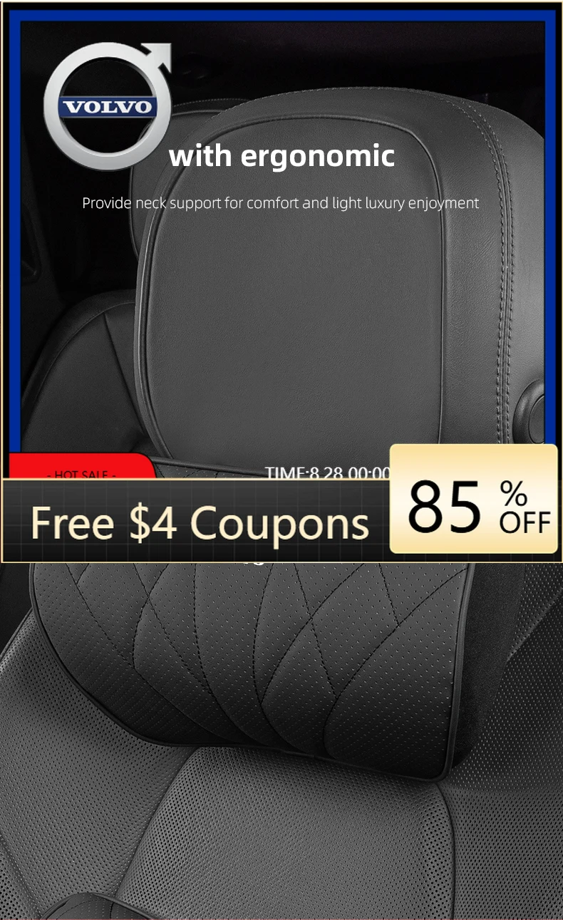 

Styling Mouldings Volvo Car Seat Headrest Perforated Leather Neck Pillow For V60 V40 XC90 S60 C30 XC60 V50 AWD XC40 S80 Car Inte