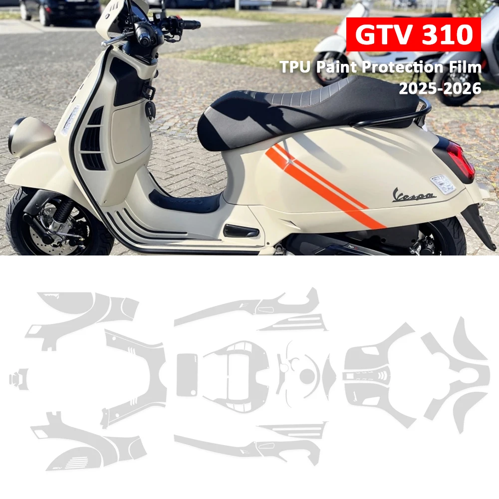 For VESPA GTV 310 TPU Anti-scratch Invisible Clear Paint Protection Film GTV310 PPF Motorcycle Fairing Protective Stickers 2025-