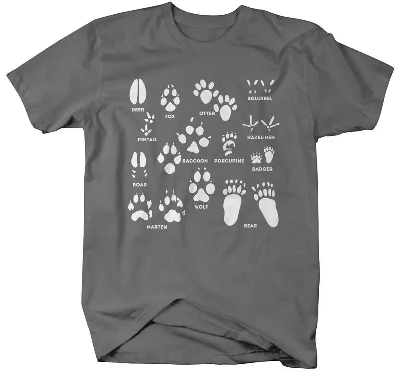 Men's Animal Tracks T-Shirt Shirts For Hunters Trail Guides Hiker Hiking Camping Tees