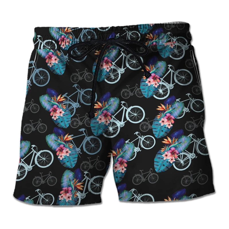 Cycling Mens Swim Trunks Bike Lovers Swimming Trunk For Men Casual Bicycle Graphic Beach Shorts Hawaiian Mountain Bike Bermudas