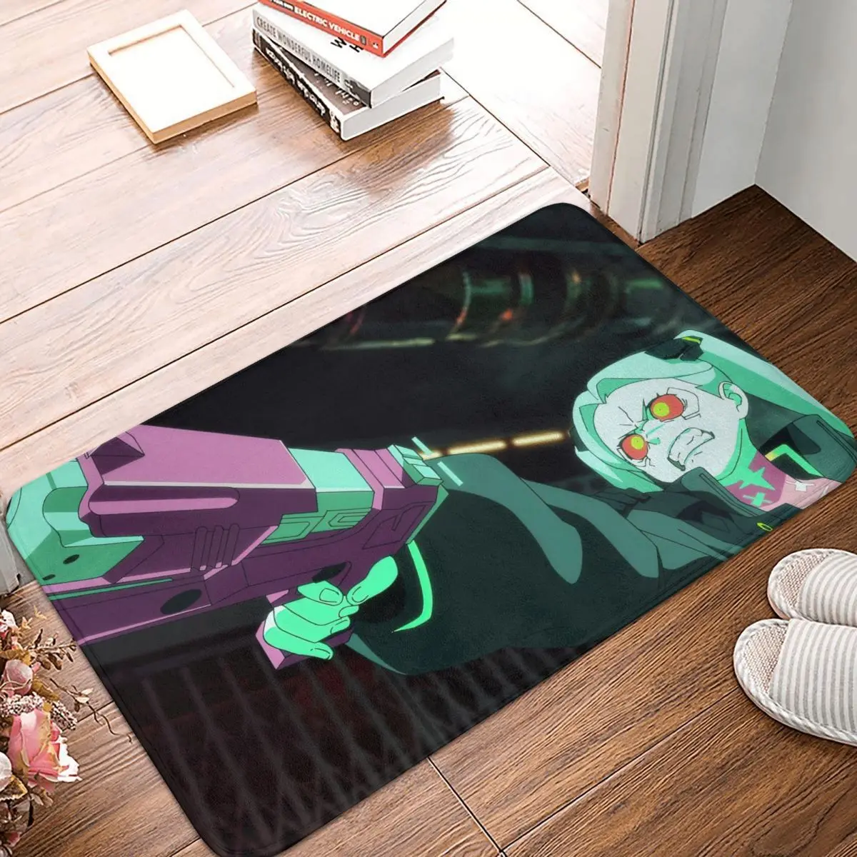 Cool Rebecca Anti-Slip Doormat Bath MatJapanese anime Edgerunners Hallway Carpet Entrance Door Rug Indoor Decor