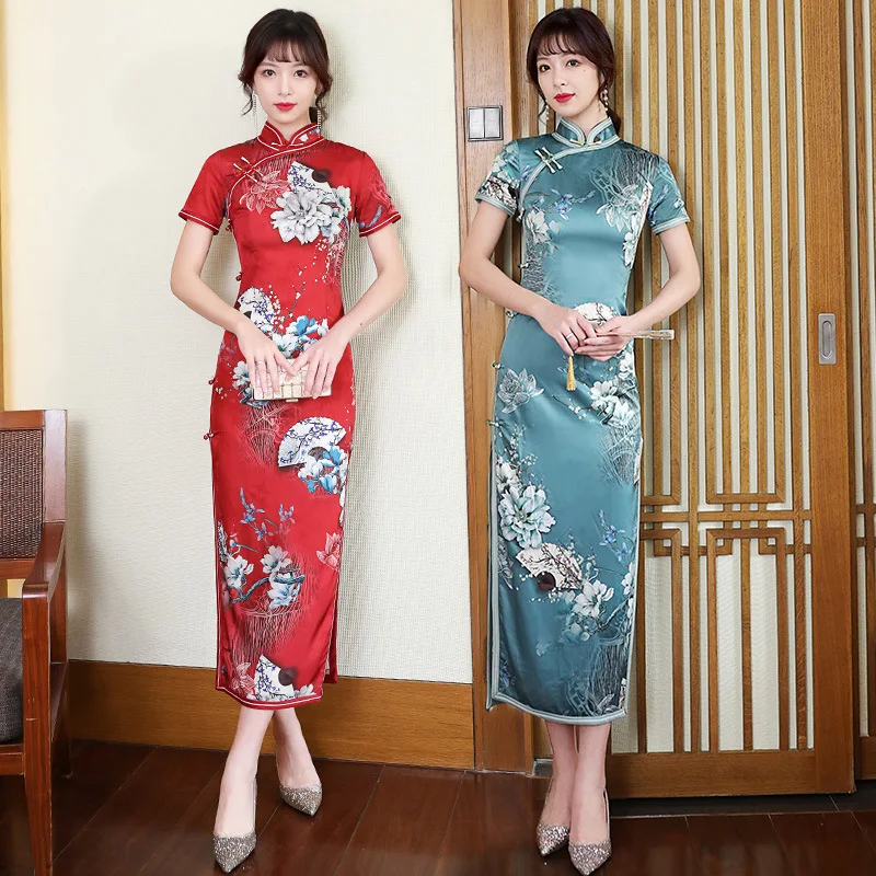 

Vintage Chinese Dress Sexy Split Long Cheongsam Banquet Wedding Mother Elegant Temperament Qipao Plus Size 4XL Prom Vestidos