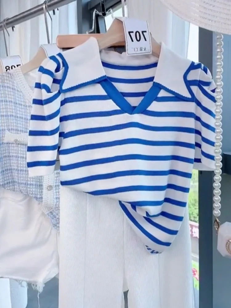 

Soft Skin-Friendly Ice Silk Knitted Top Casual Summer Slimming ort Sve Overhead Base irt Comfortable Quali Women's F...