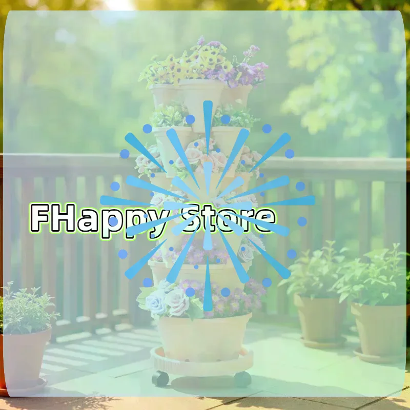 New Vertical Tower Stackable FlowerPot Plastic With Movable Casters Flower Pot Multi-layer Strawberry Planter Tower Home Garden