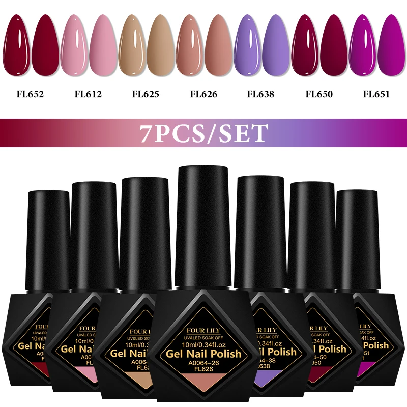 7 pçs 10ml nude rosa vermelho gel unha polonês conjunto hema tpo livre semi permanente embeber fora uv gel verniz suprimentos de unhas para o inverno diy