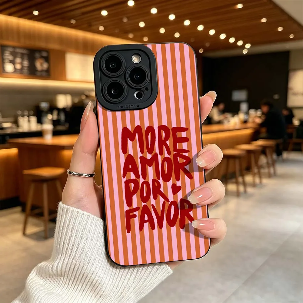 

Cartoon More Amor Favor Phone Case For iPhone 17 16 15 14 Pro Max 12 11 13 17 Air XS Plus 16e Fall Proof Soft Cover