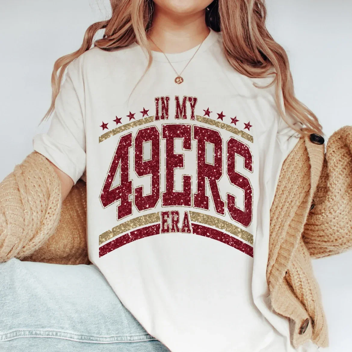 T-shirt da donna In My 49ers Era stampata moda casual abbigliamento estivo acquerello anni \'90 abbigliamento a maniche corte modello T-S da donna