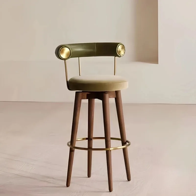 Relaxing Comforable Bar Chair With Backrest Modern Minimalist Dining Room Bar Chair Wooden Chaise De Bar Velour Home Furniture
