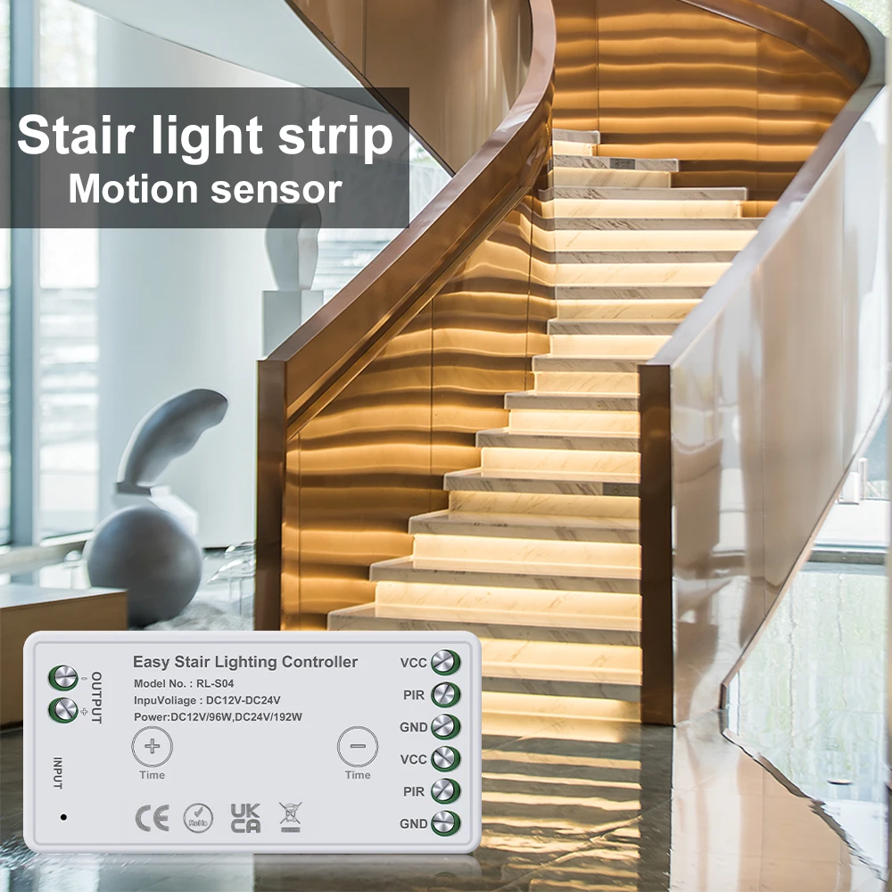 16 20 Steps LED Stair Light Controller Stair Lighting 12V 24V LED Strip Stair Motion Sensor Switch  For Home Decoration