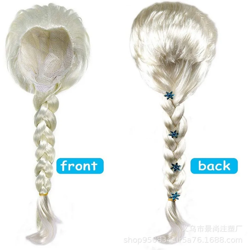 Peluca de Elsa para niñas, pelo rubio de reina de las Nieves, Cosplay para niños, Halloween, Carnaval, Purim, mascarada, accesorios para el cabello