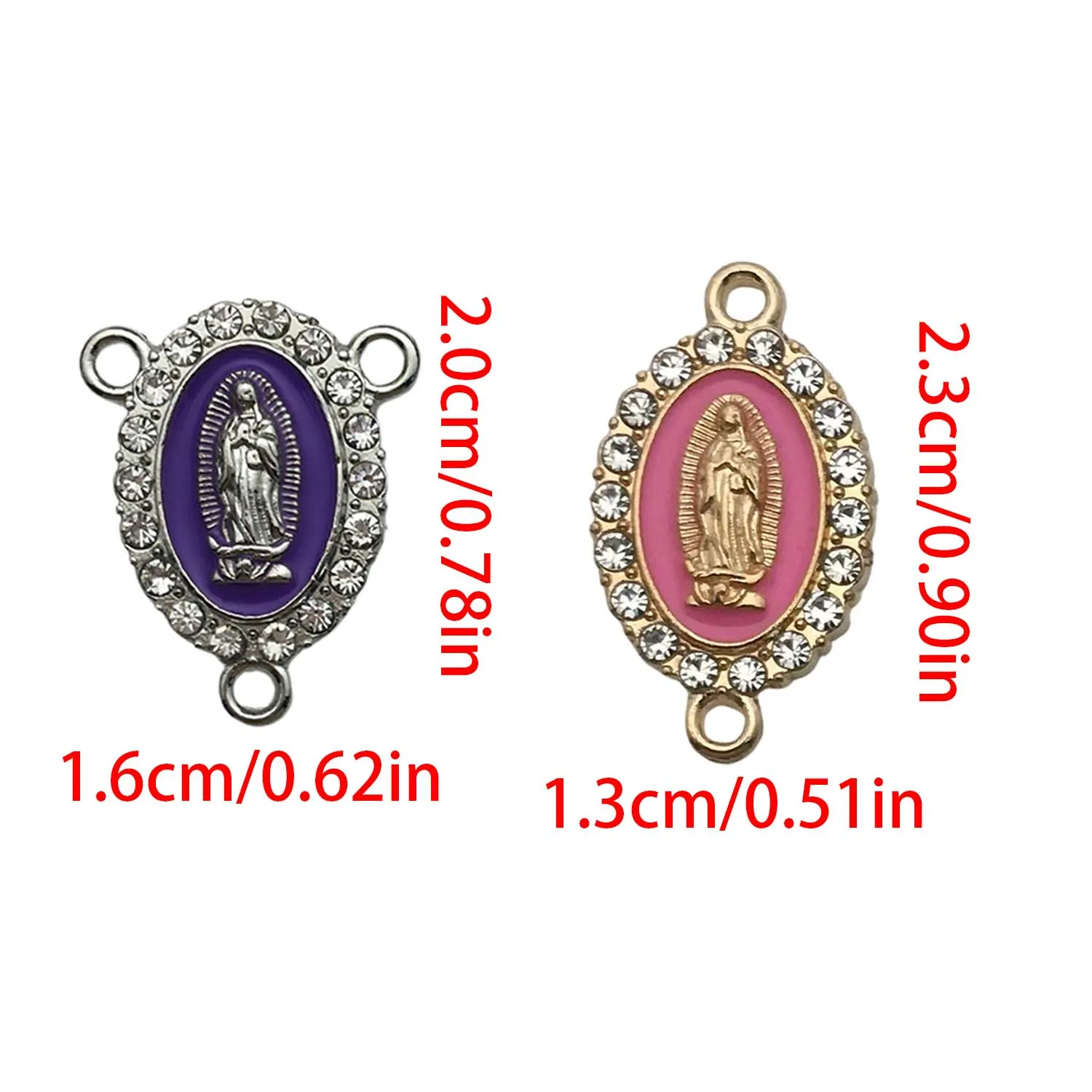 10/12pcs Enamel Virgin Mary Charms Alloy Inlaid Rhinestone Pendants for DIY Bracelets Necklaces Jewelry Making Accessories
