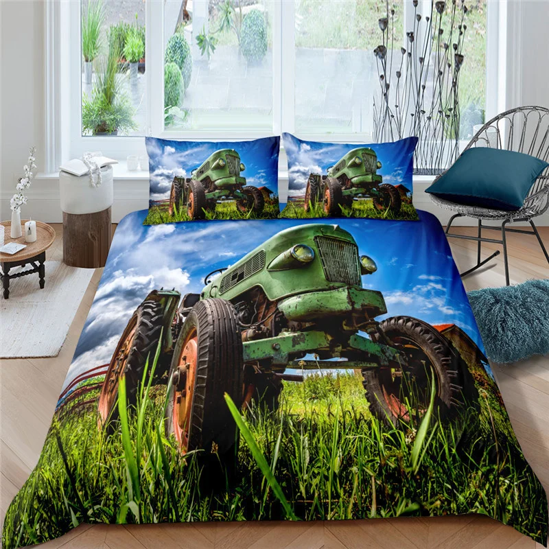 Home Textile Luxury 3D Truck Print 2/3Pcs Kids Adult Duvet Cover Pillowcase Bedding Set Single Queen and King AU/EU/US Size