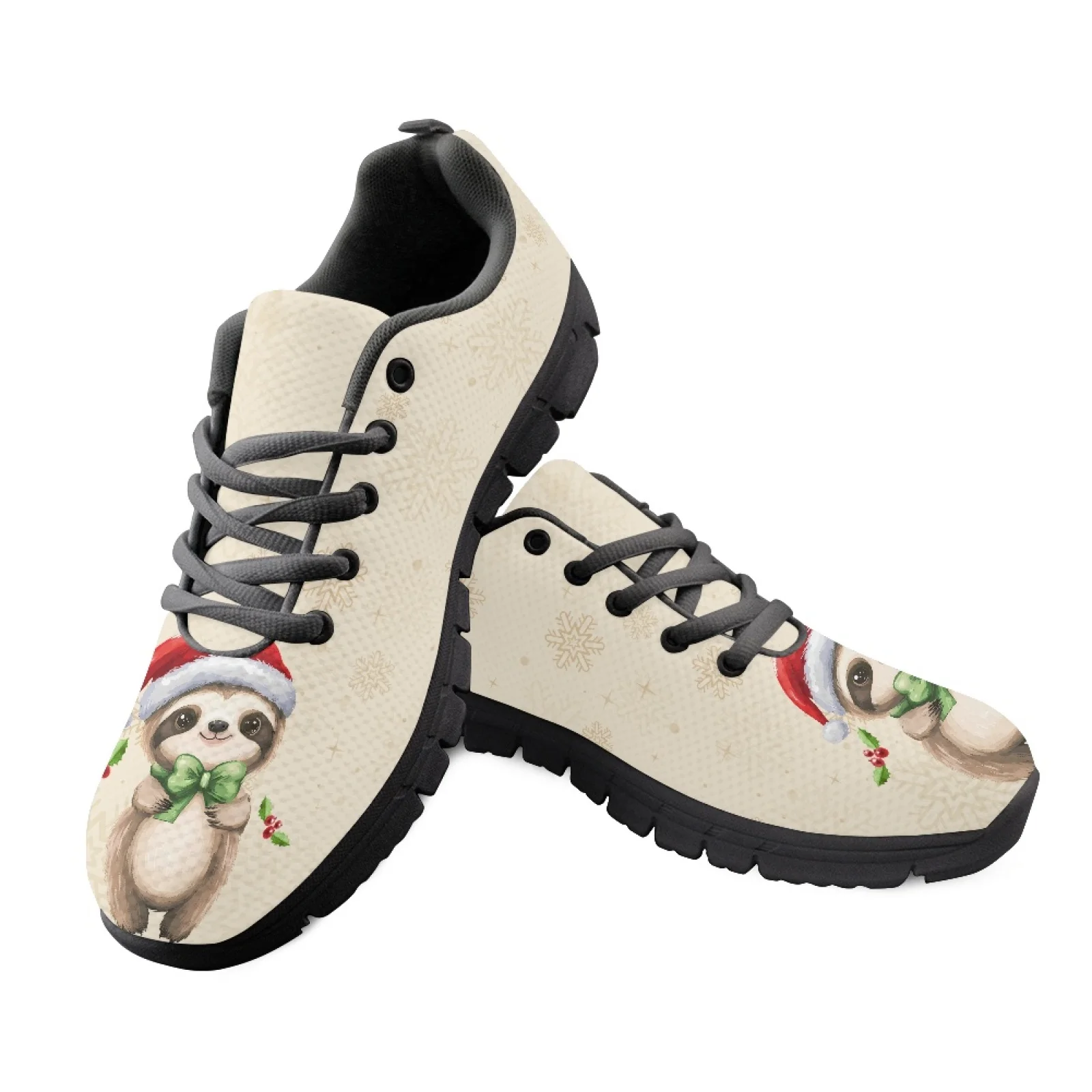 Coloranimal Christmas Sloth Women Easy to Clean Work Shoes for Medical Staff Non Slip Women Sneakers Running Athletic Shoes