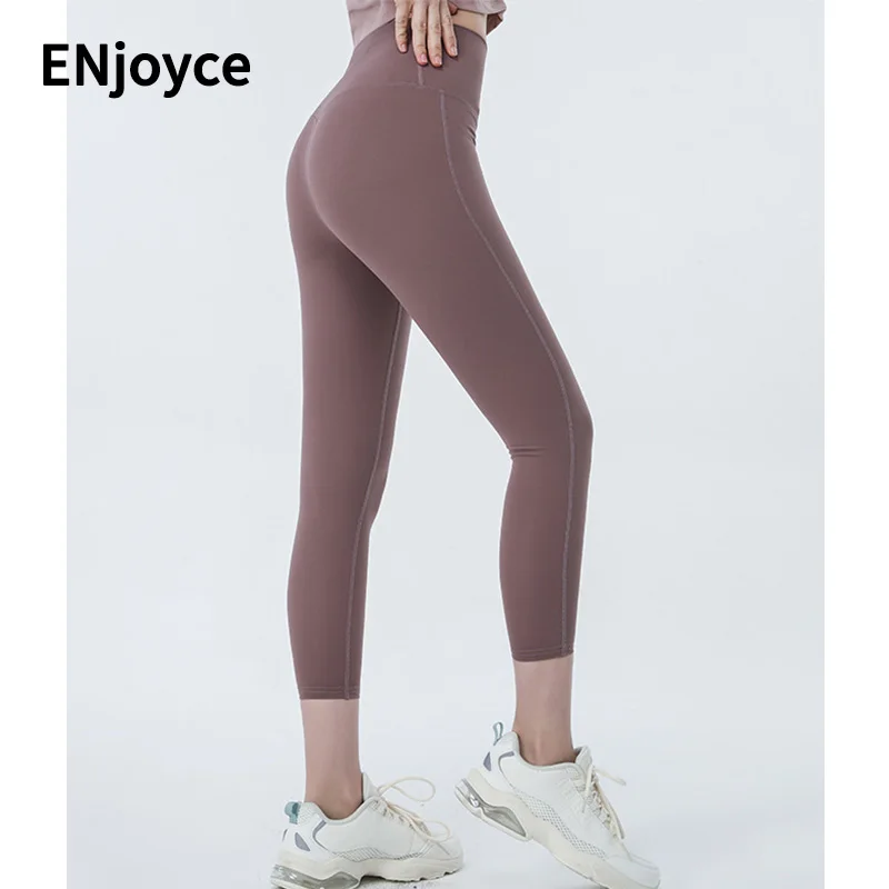 

Women Sports Breathable High Elastic Yoga Cropped Pants Seamless Jogging Training Fitness No T Wire Nake Feeling Leggings