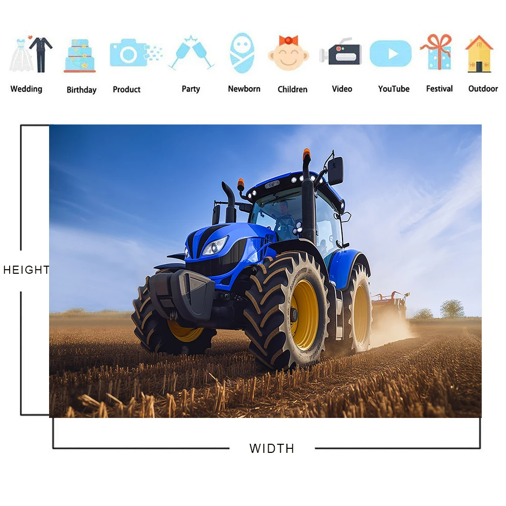 Bonvvie Tractor Warehouse Rural Haystack Baby Newborn Party Birthday Photo Background Photography Backdrop for Photo Studio